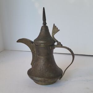 Vintage Persian Brass Coffeepot with Ornate Handle